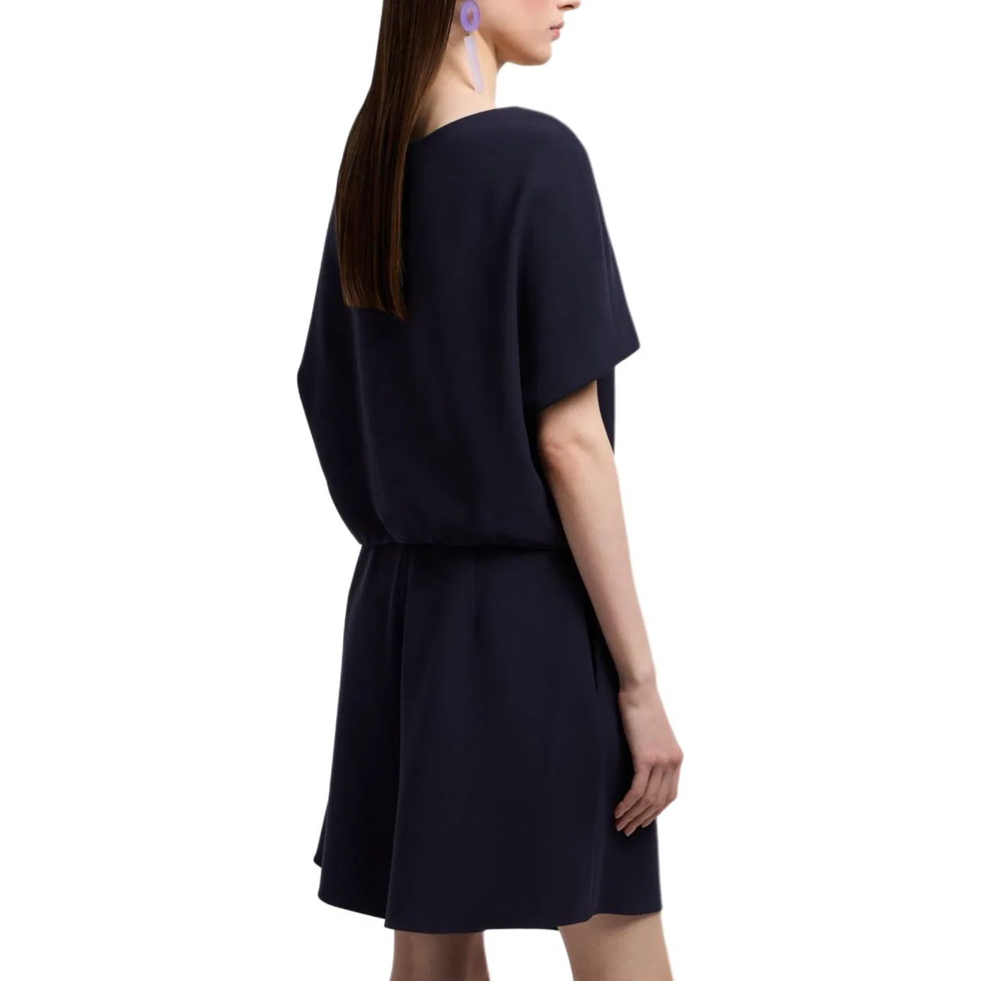 Блуза Technical Cady With Gathered Hem Emporio Armani Marine Blue — фото 4