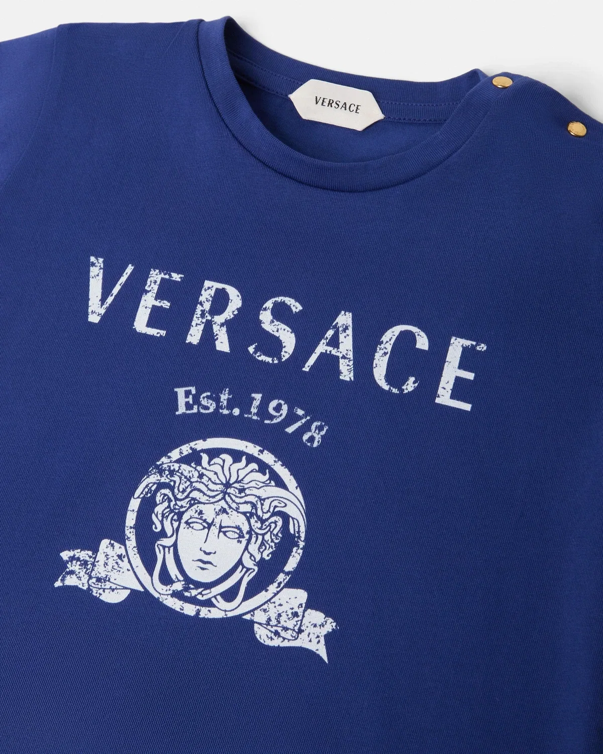 Футболка из джерси с принтом для младенцев Versace, синий — фото 4
