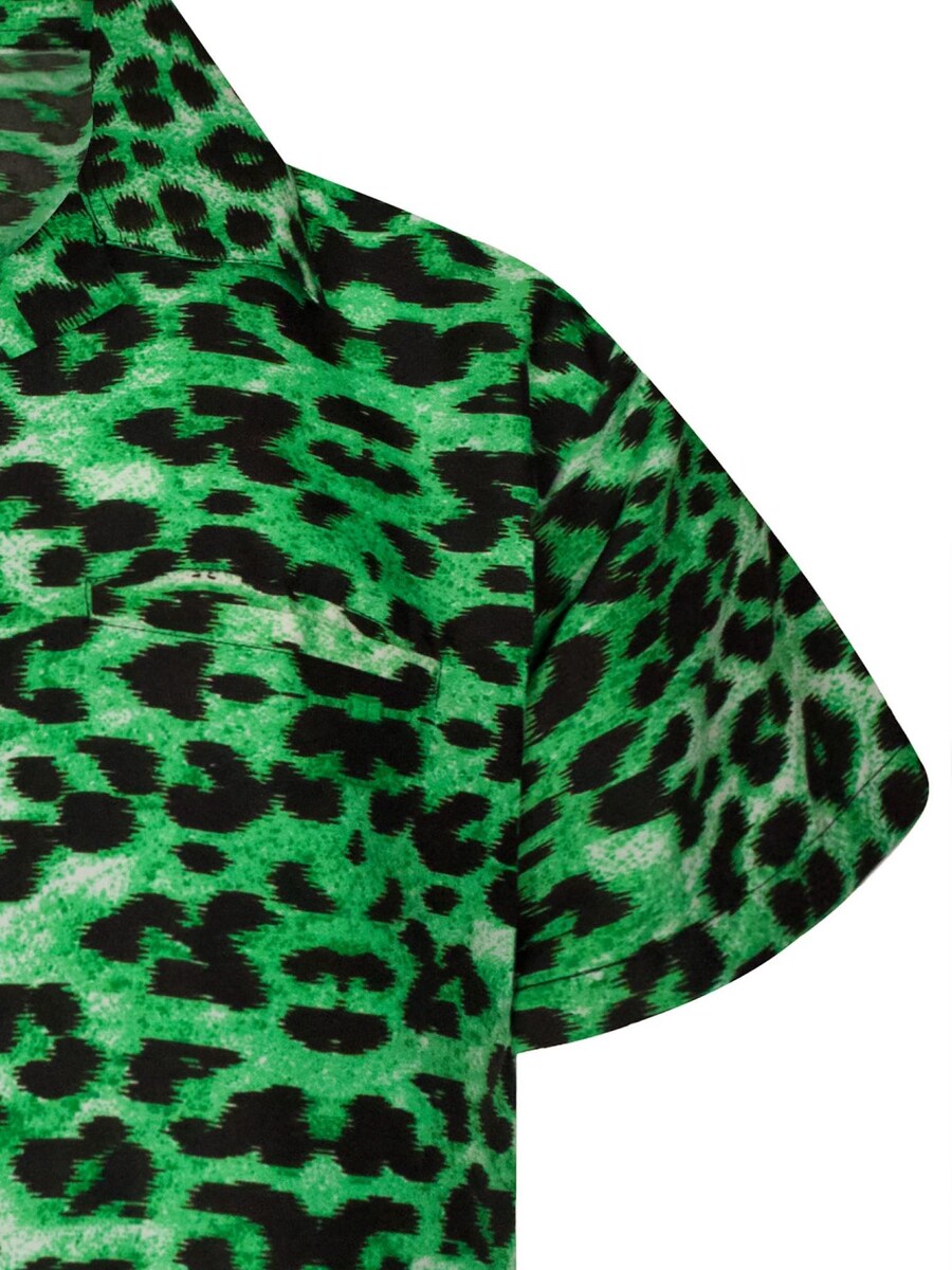 Рубашка на пуговицах классического кроя King Kameha Leopard, зеленый — фото 4