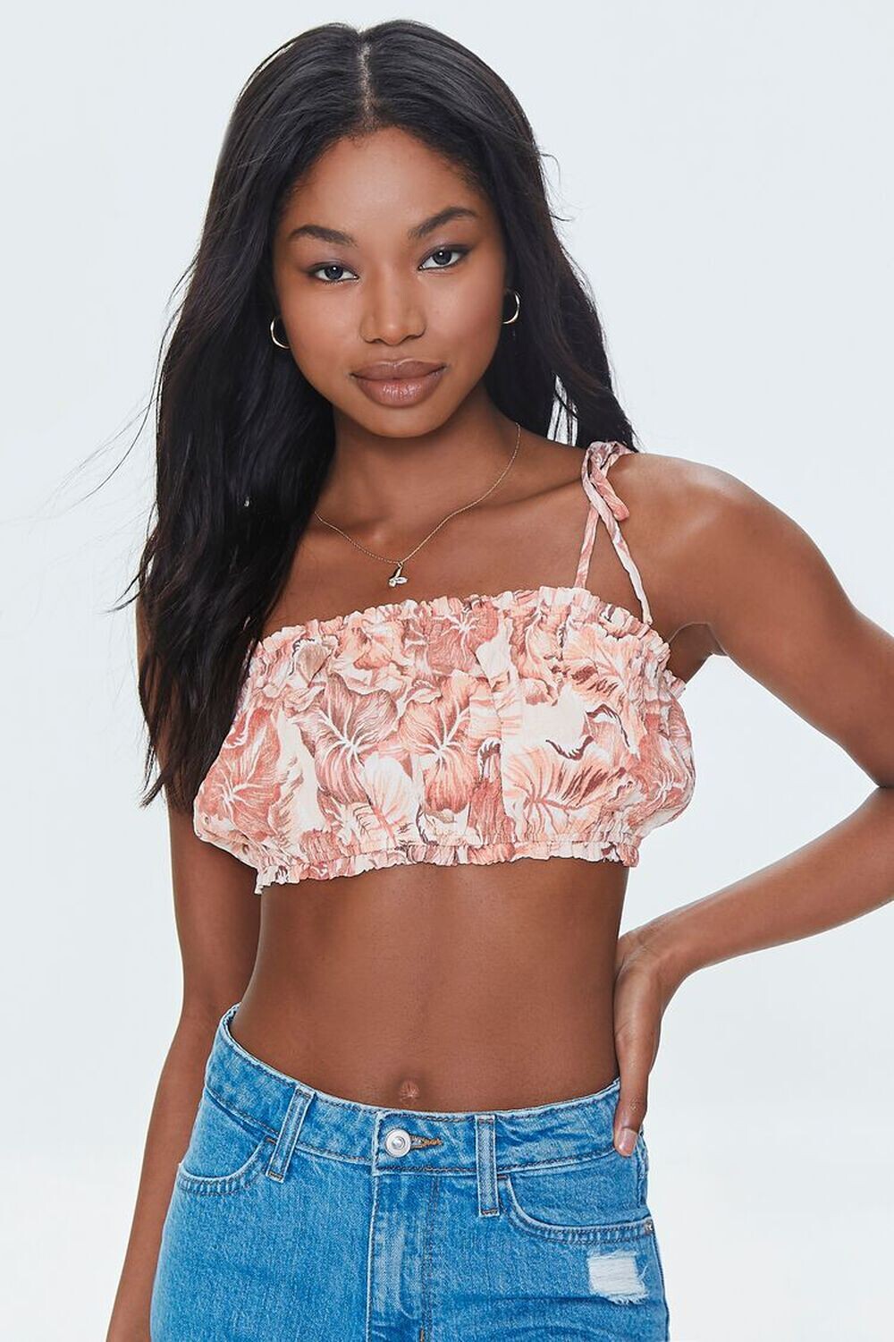 

Укороченная майка с тропическим цветочным принтом Forever 21
