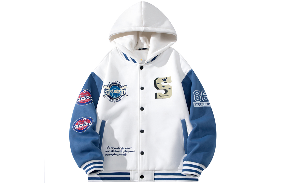 

HYPASCENT Бейсбольная куртка унисекс, White Hooded