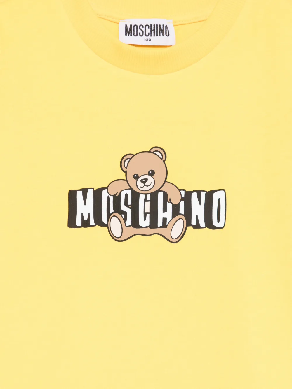 Футболка с принтом медвежонка Moschino Kids, желтый — фото 3