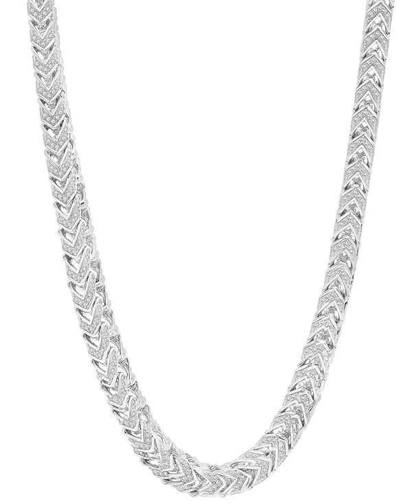 

Мужское ожерелье-цепочка Franco Link длиной 24 дюйма с кубическим цирконием из стерлингового серебра Macy'S, silver