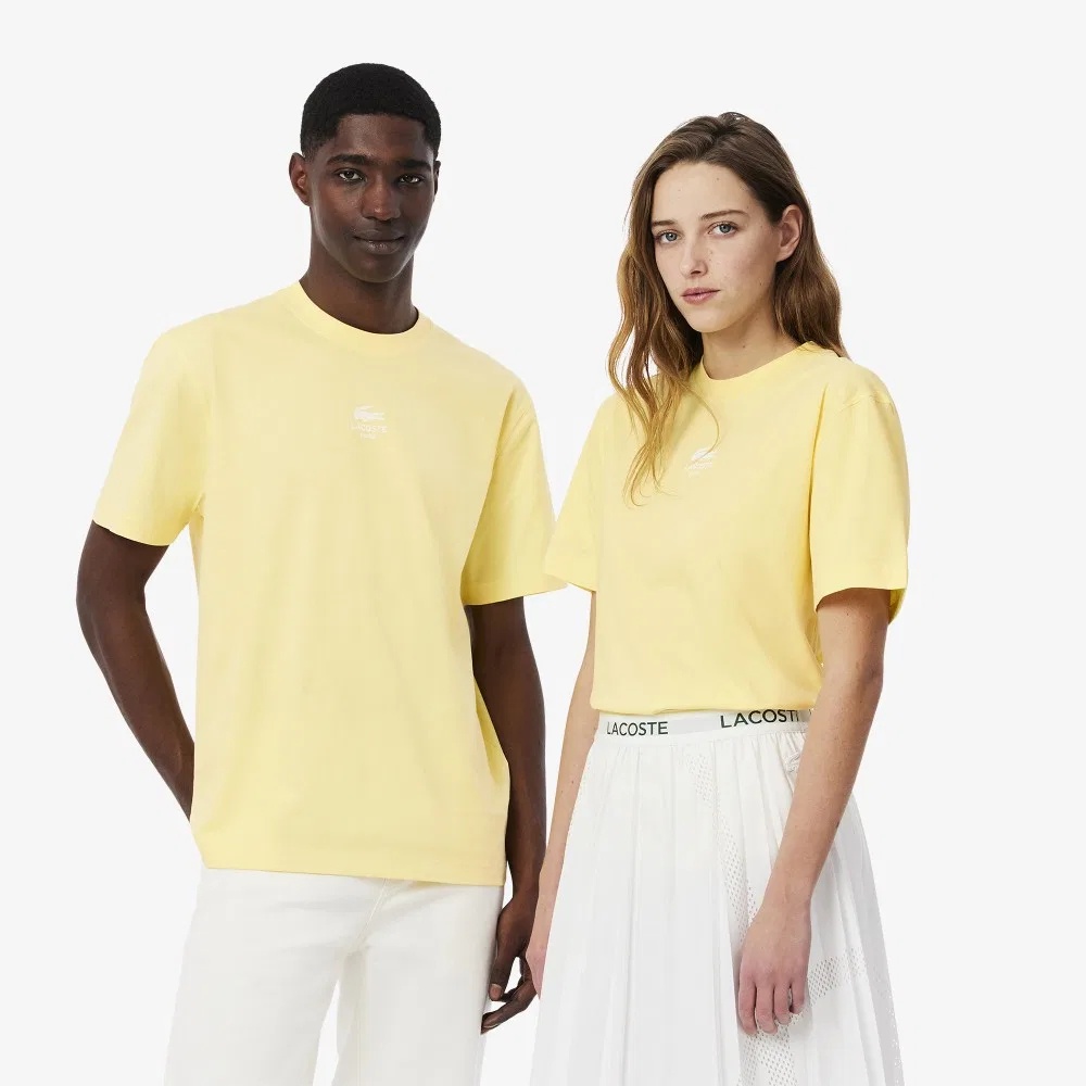 Мужская футболка Lacoste с маленьким крокодилом, хлопок 100%, светло-желтый