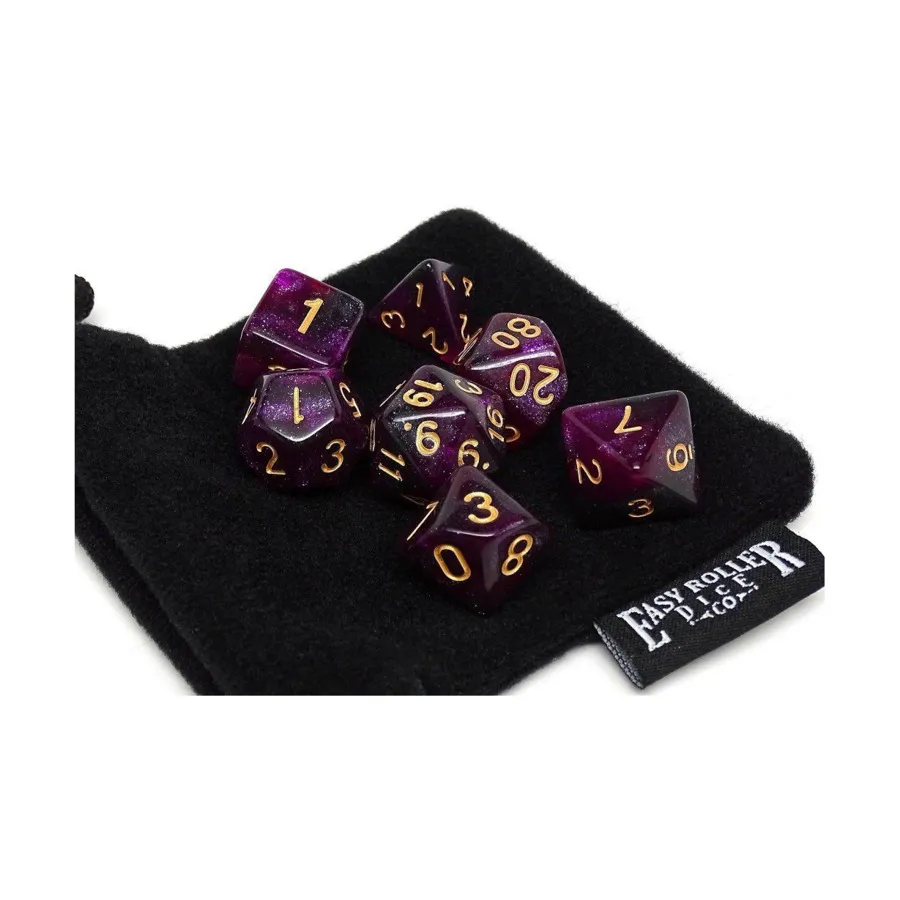 

Сливовая звездная пыль с золотом (7), Dice - 7 Piece Poly Sets - Galaxy/Stardust (Easy Roller Dice)