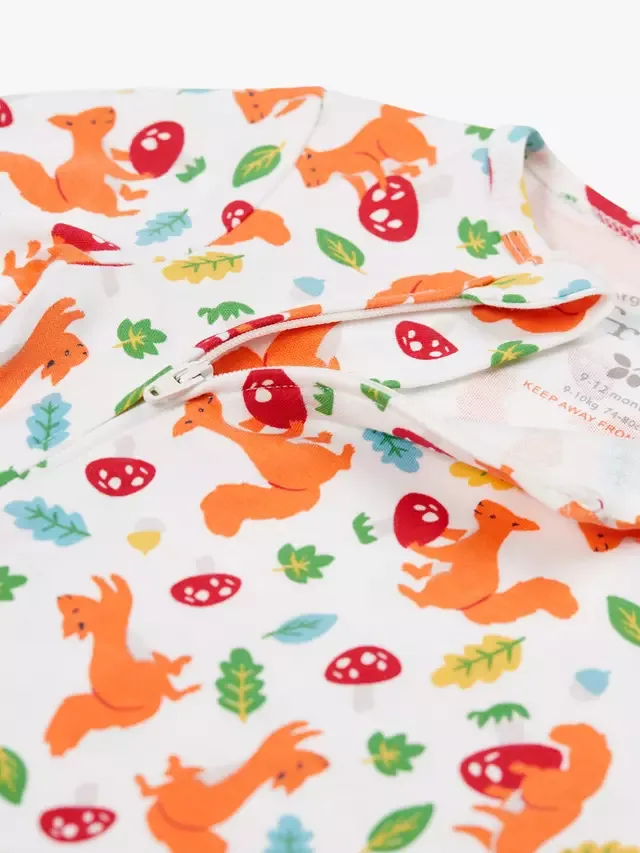 Детский хлопковый комбинезон-кимоно на молнии, с изображением белок Frugi — фото 3