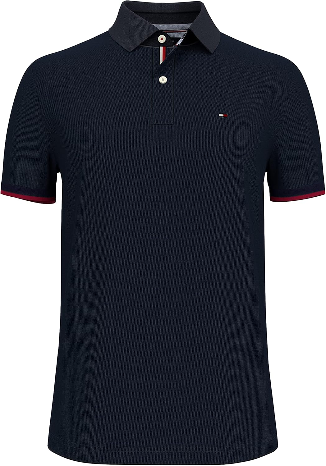 

Мужская рубашка-поло Tommy Hilfiger с коротким рукавом из хлопка пике с флагом, индивидуальная посадка, Sky Captain