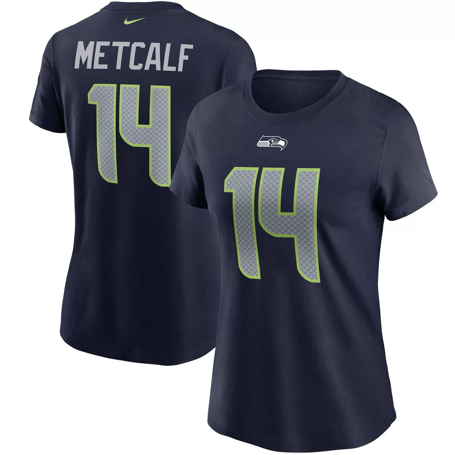 

Женская темно-синяя футболка с именем и номером Nike DK Metcalf College Seattle Seahawks Nike, Синий, Женская темно-синяя футболка с именем и номером Nike DK Metcalf College Seattle Seahawks Nike