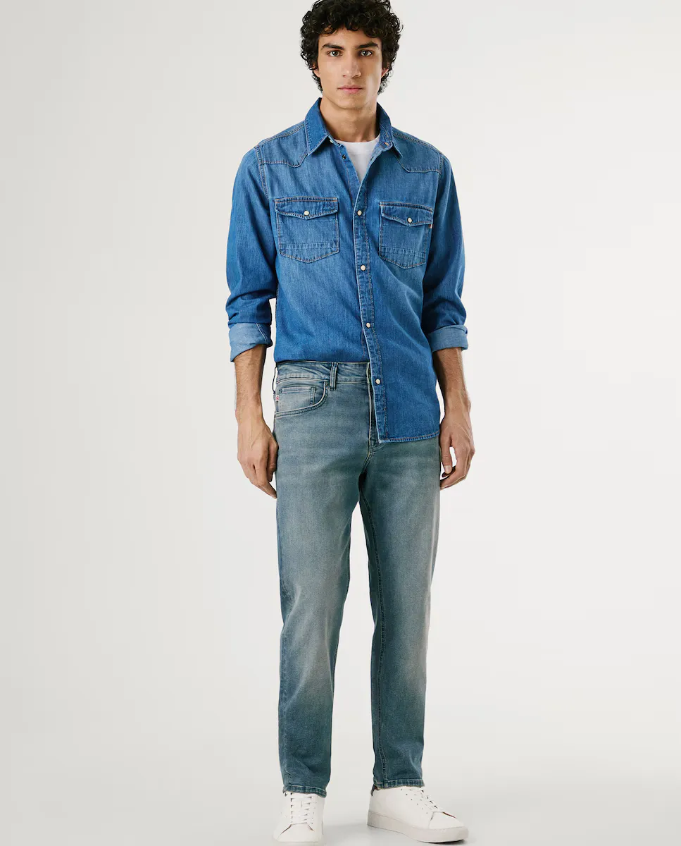 

Мужские джинсы Vaquero Cash fit прямого кроя с застежкой-молнией Pepe Jeans, синий