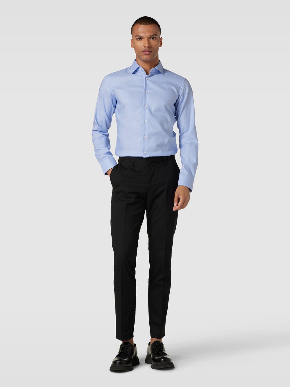 

Рубашка в деловом стиле Super Slim Fit, простая структура Seidensticker Super SF, синий