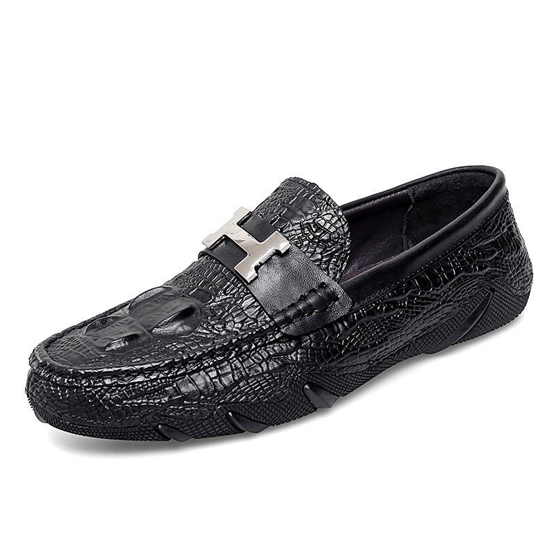 

Мужская повседневная обувь Мужская Mr. Thorn Tree, Black-Top Grain Cow Leather With Crocodile Pattern Design