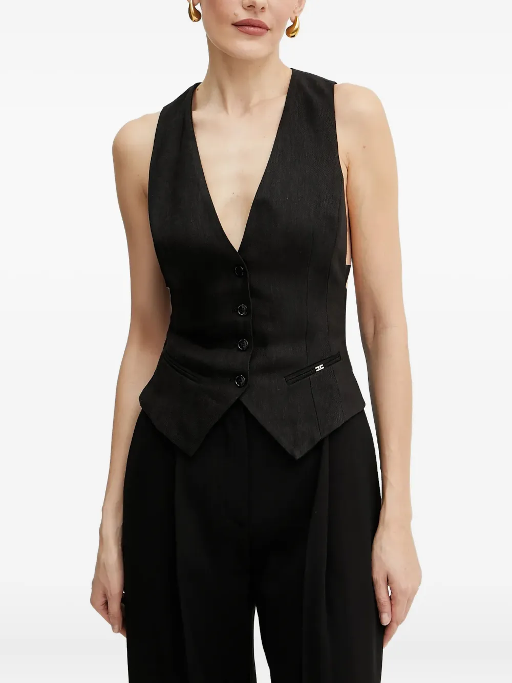 

Жилет на пуговицах Elisabetta Franchi, черный