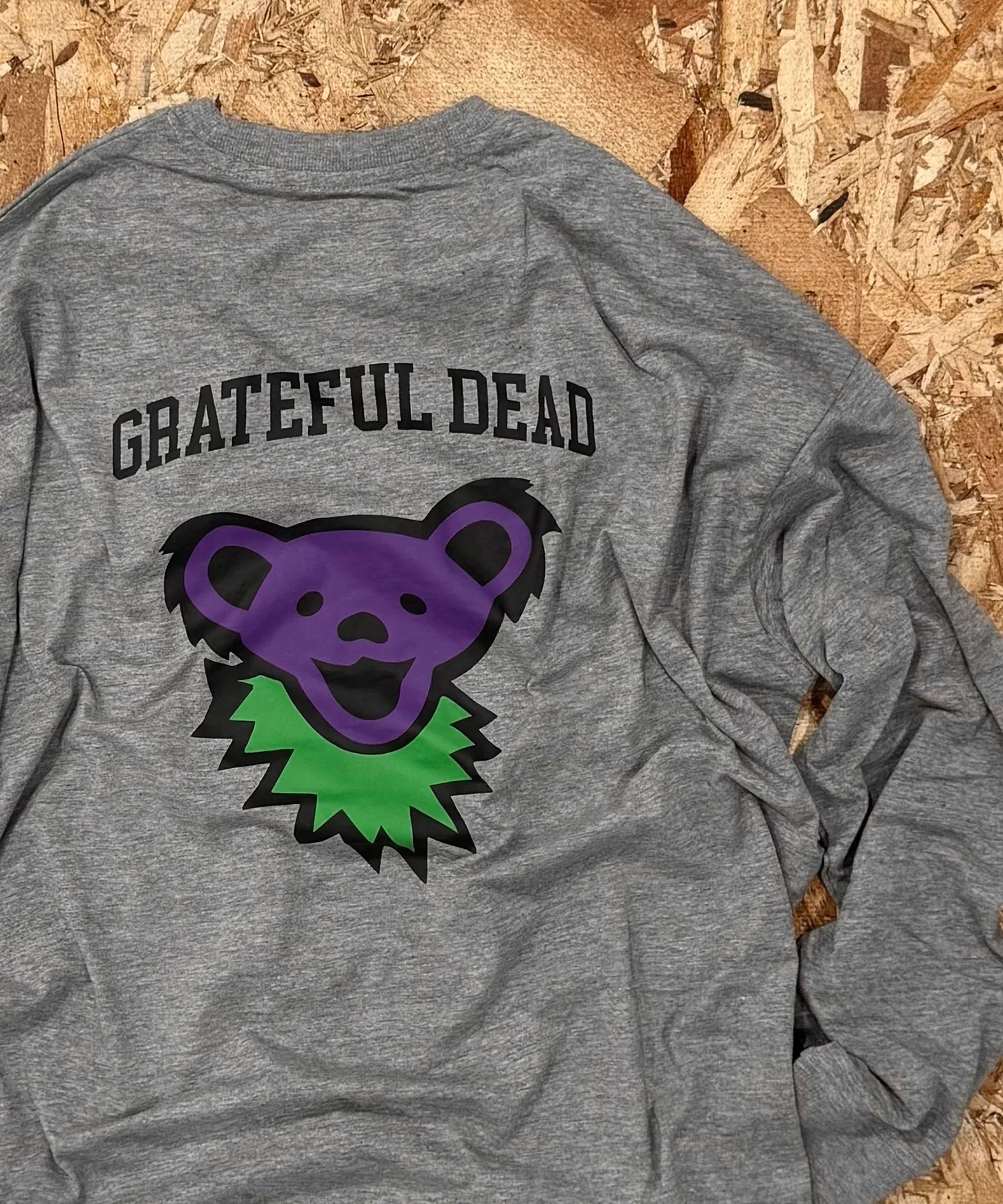 Детская футболка Grateful Dead с принтом танцующего медведя серого цвета