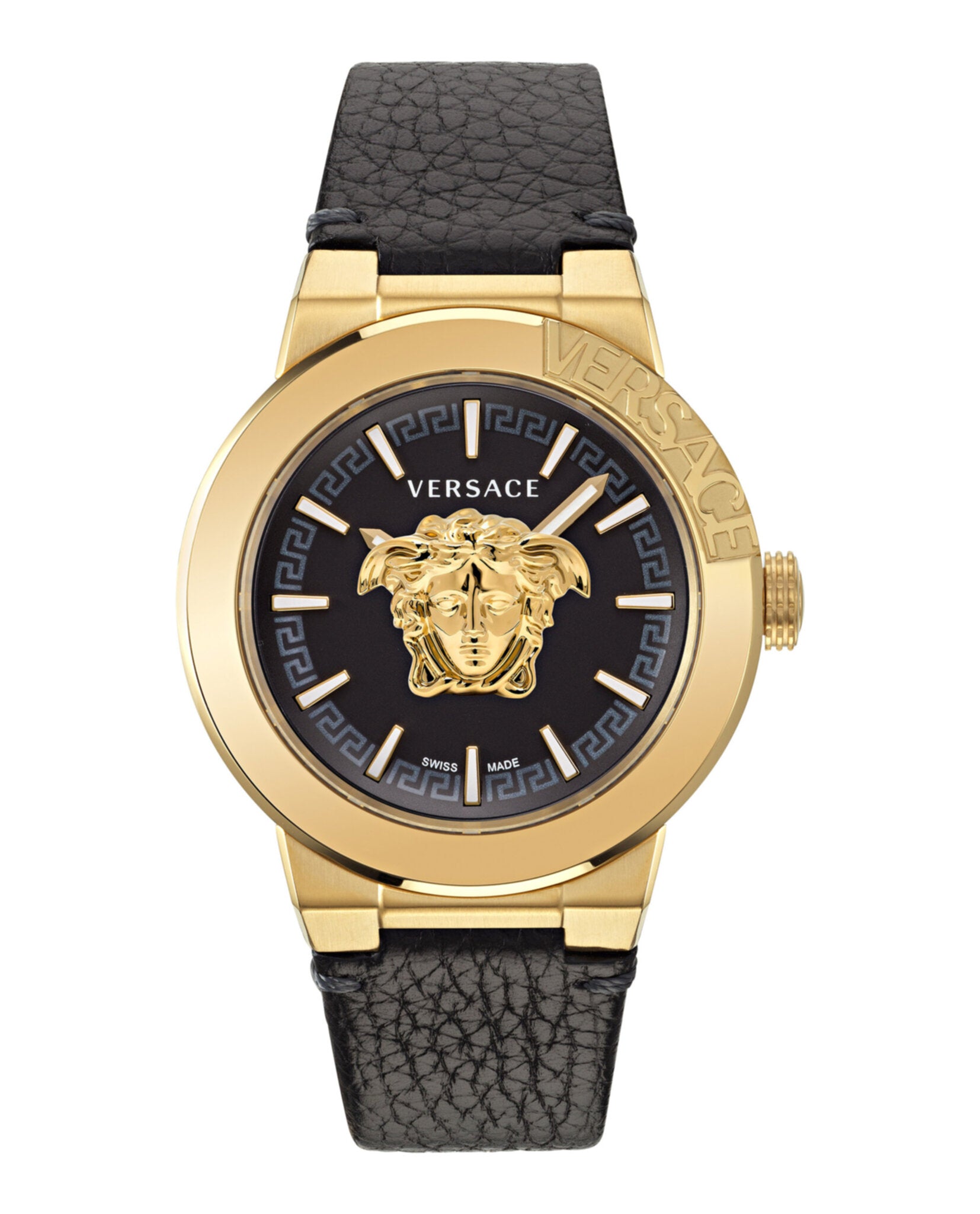 

Часы Medusa Infinite из кожи Versace, черный/золотой/черный