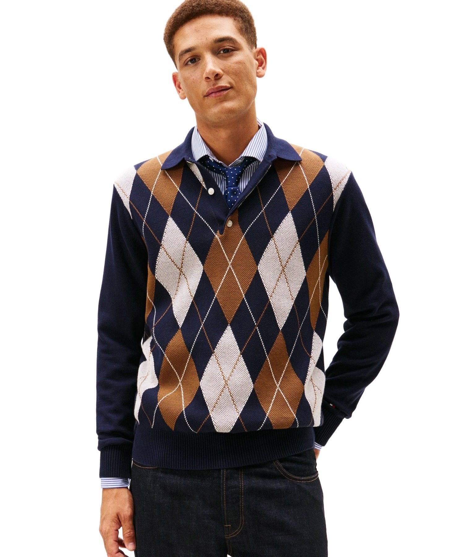 Регбийный свитер «Аргайл» TOMMY HILFIGER, Navy DW5