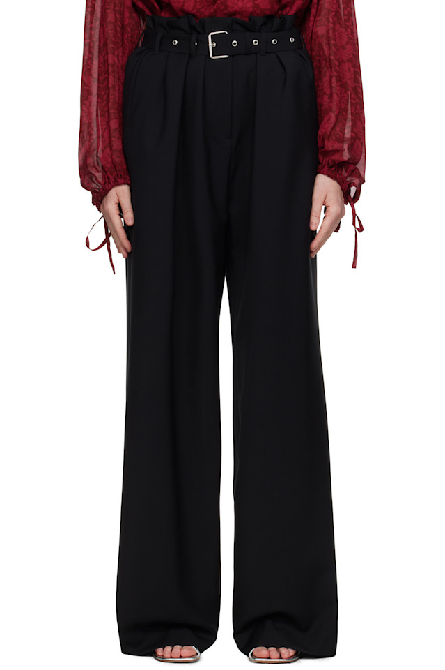 

Шерстяные брюки с поясом Dries Van Noten, черный