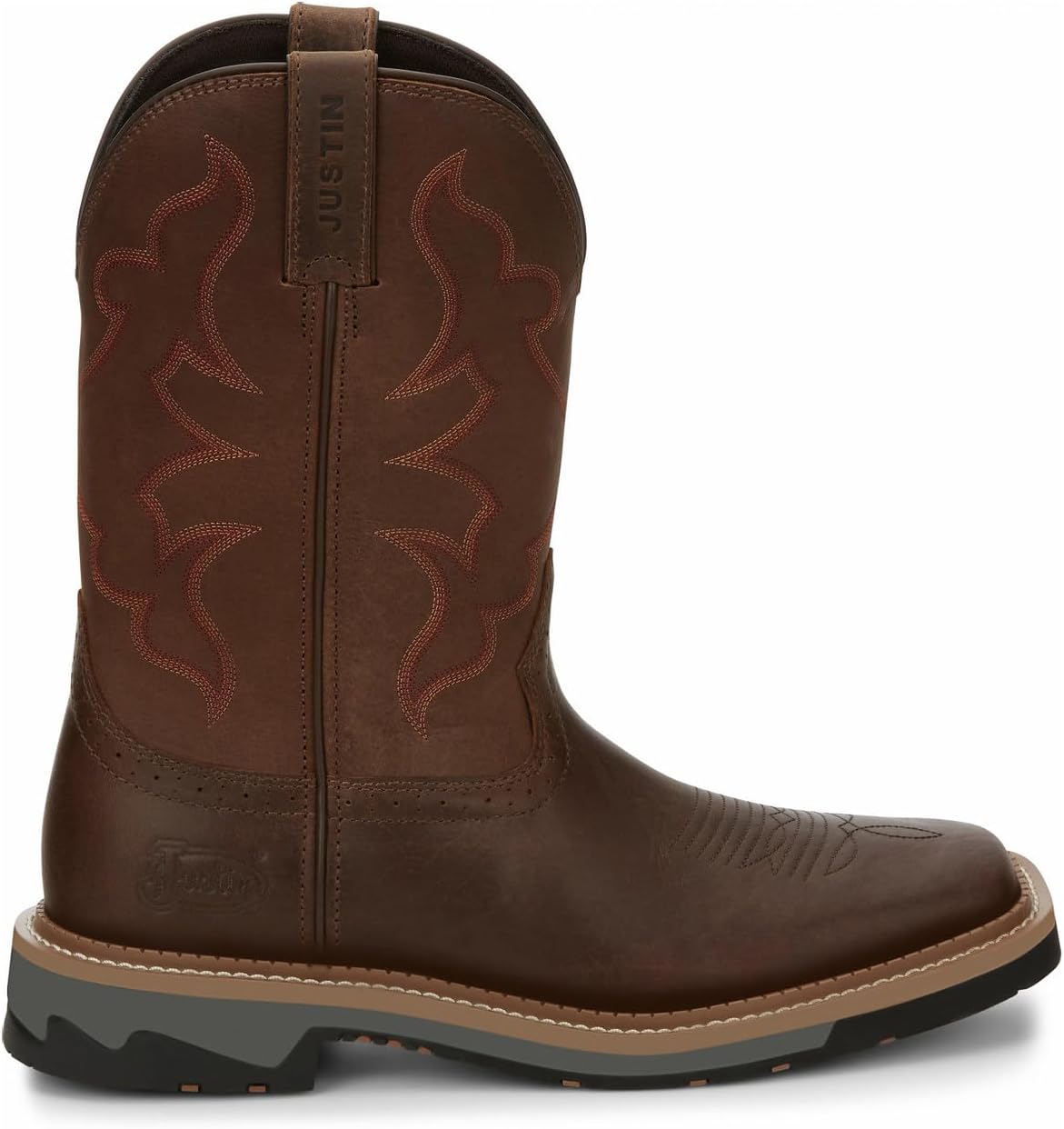 Мужские ботинки Justin Men's Boot Barn Carbide Western Work с мягким носком - Mj2200, коричневый — фото 2