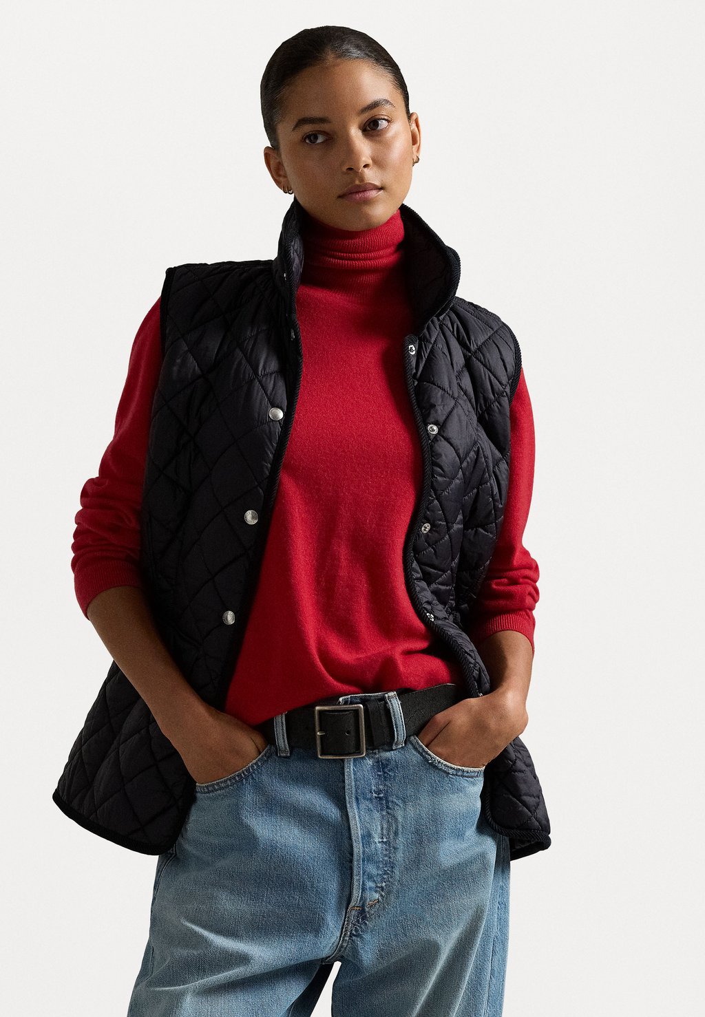 

Жилет CORDUROY TRIM QUILTED VEST Polo Ralph Lauren, черный
