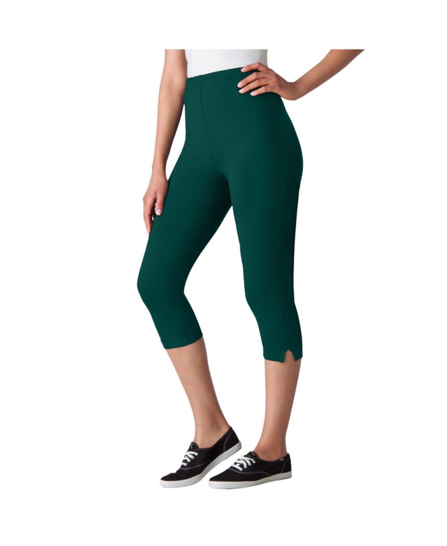 

Леггинсы-капри из эластичного хлопкового трикотажа больших размеров Woman Within, Emerald green