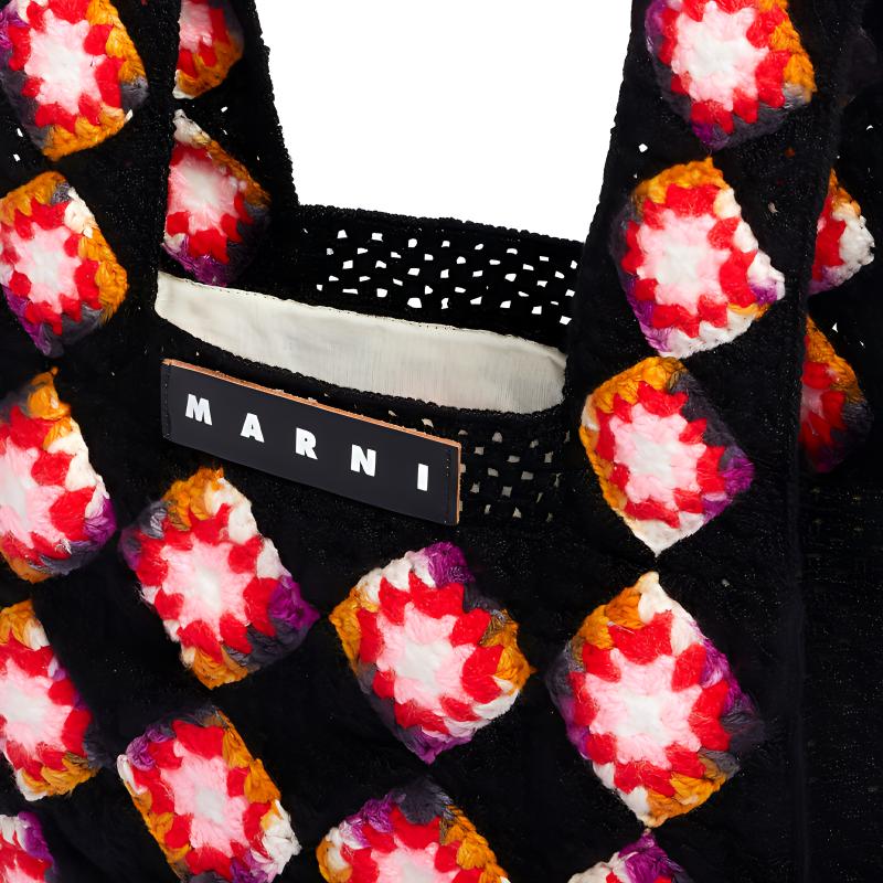 MARNI Кожаная корзина сумка женская черно красная — фото 4