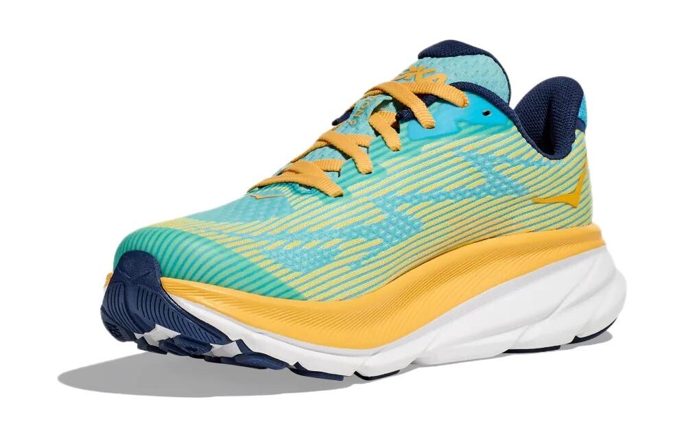 Кроссовки Clifton 9 Kids" для бега для детей Hoka One One, цвет Blue/Yellow — фото 2