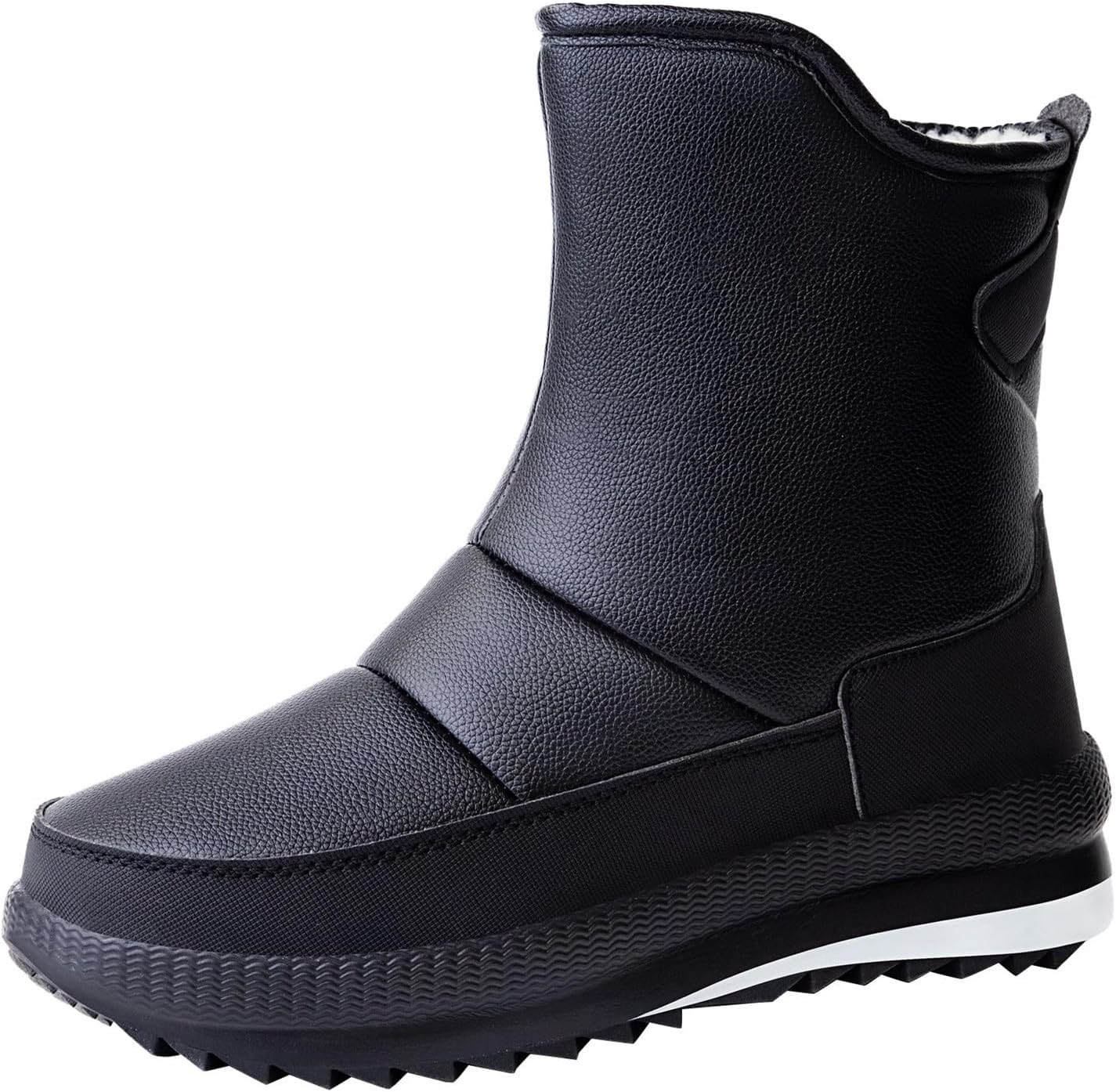 

Мужские платформенные ботинки на снег с круглым носком, с утеплителем из меха, теплые зимние комфортные для походов и прогулок на улице NSQFKALL, Black