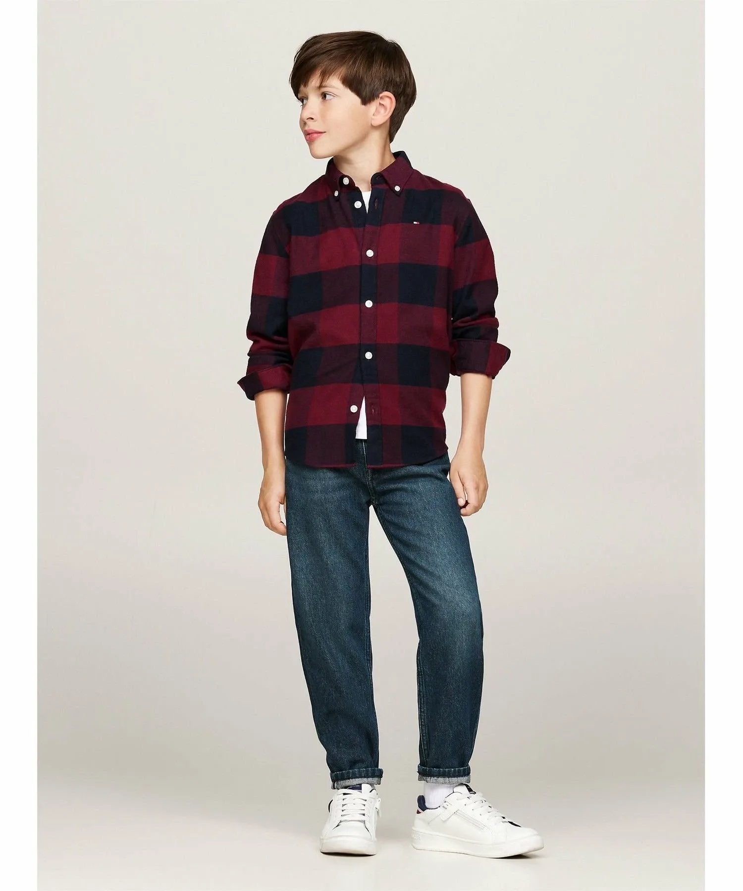 (K) Рубашка в клетку из фланели от TOMMY HILFIGER BOYS, Red — фото 4