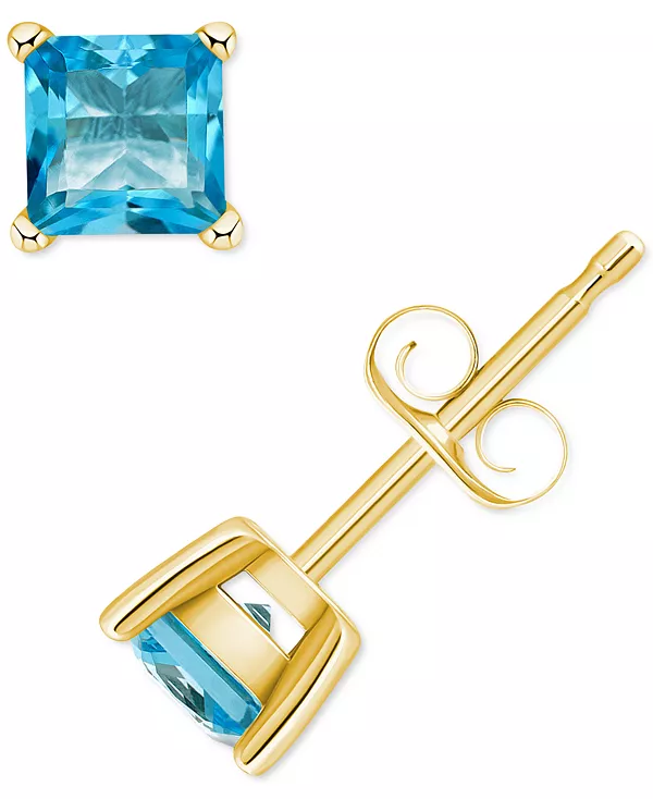 

Квадратные серьги-гвоздики с голубым топазом (7/8 карата) из 14-каратного золота Macy'S, gold