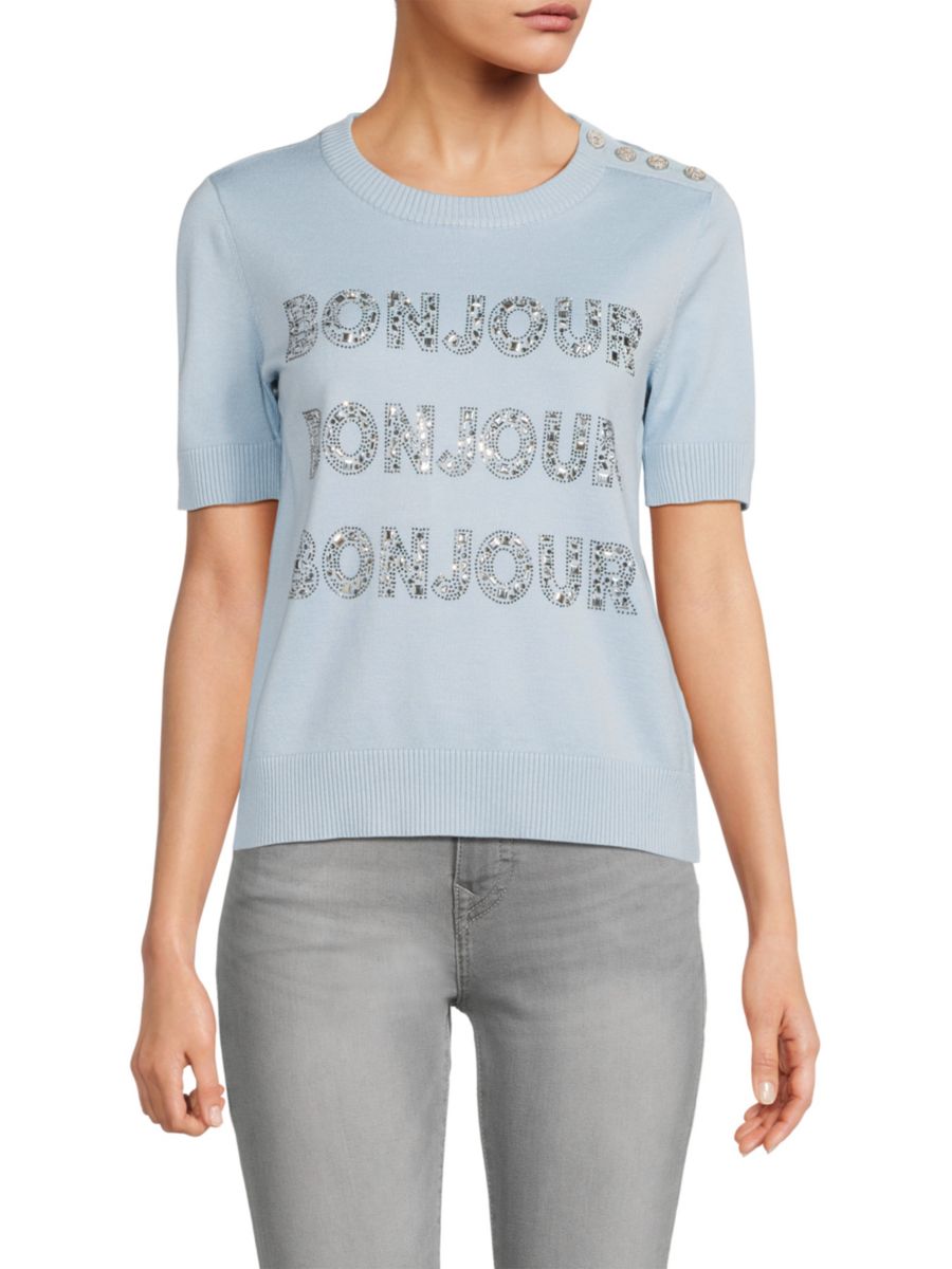 

Футболка-свитер с декором Bonjour Karl Lagerfeld Paris, цвет Chambray Blue