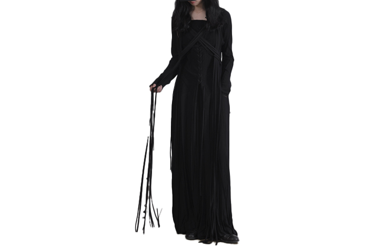 

Yohji Yamamoto Длинное платье с рукавами женское черное