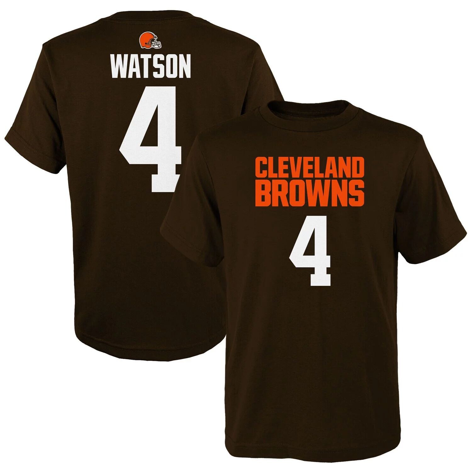Молодежная футболка с именем и номером игрока Deshaun Watson Brown Cleveland Browns Mainliner Outerstuff — фото 4