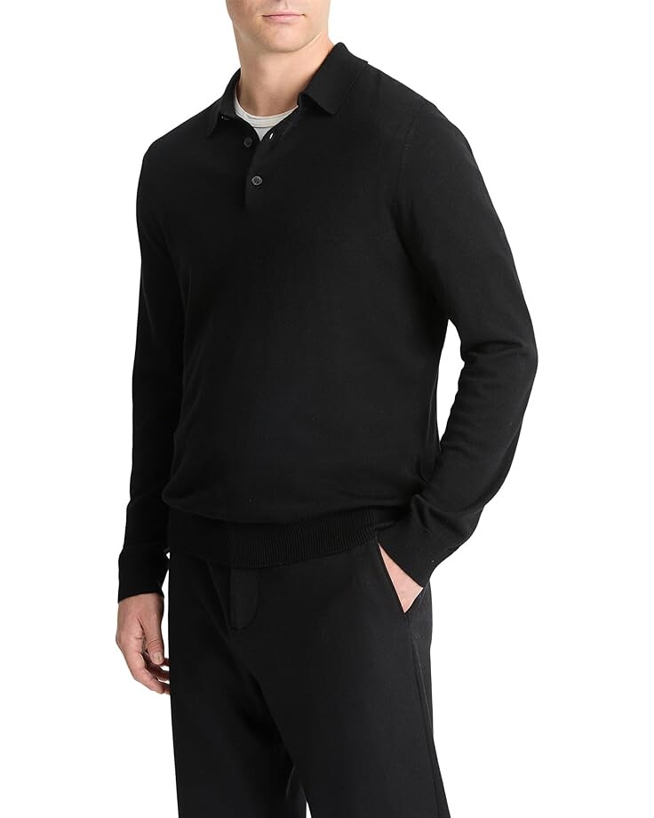 

Поло Vince Merino Long Sleeve Polo, черный