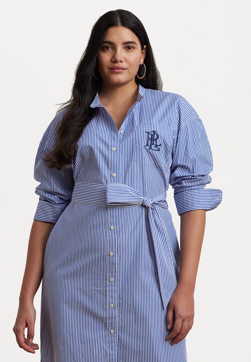 

Платье-рубашка KINLEY STRIPED BELTED BROADCLOTH SHIRTDRESS Lauren Ralph Lauren Woman, синий