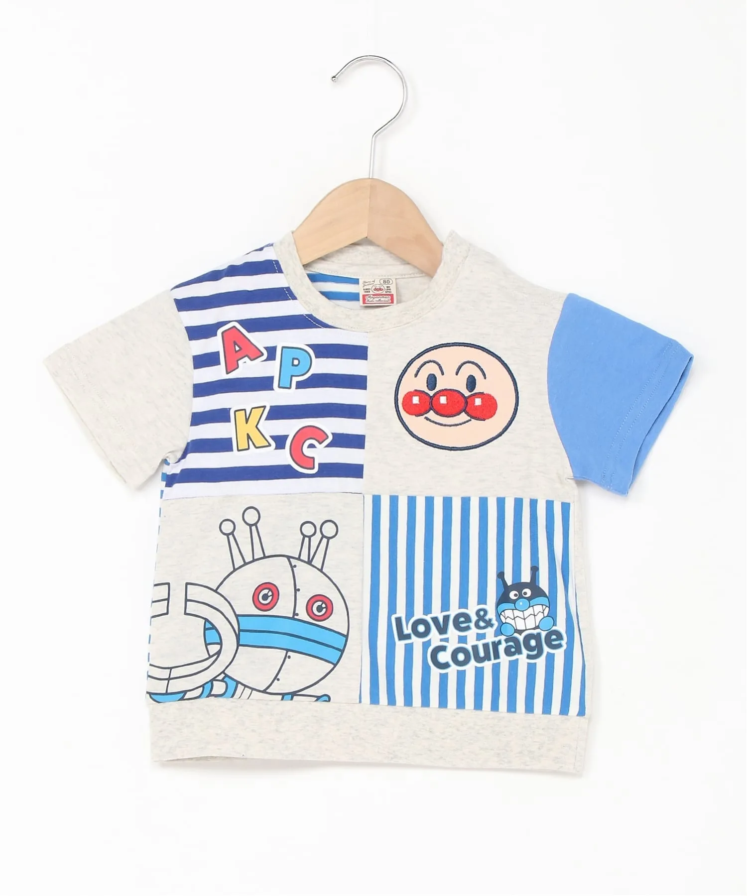 Детская коллекция ANPANMAN / (K) Футболка с коротким рукавом в стиле пэчворк Anpanman Kids Collection, blue — фото 2