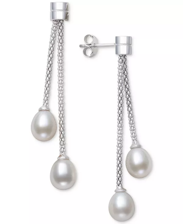 

Серьги-Подвески из культивированного пресноводного жемчуга (7-8 мм) из стерлингового серебра Belle De Mer, white