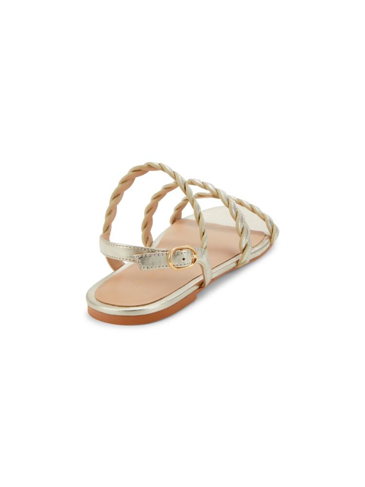 Сандалии на плоской подошве с ремешком на пятке Twisie Stuart Weitzman, золото — фото 3