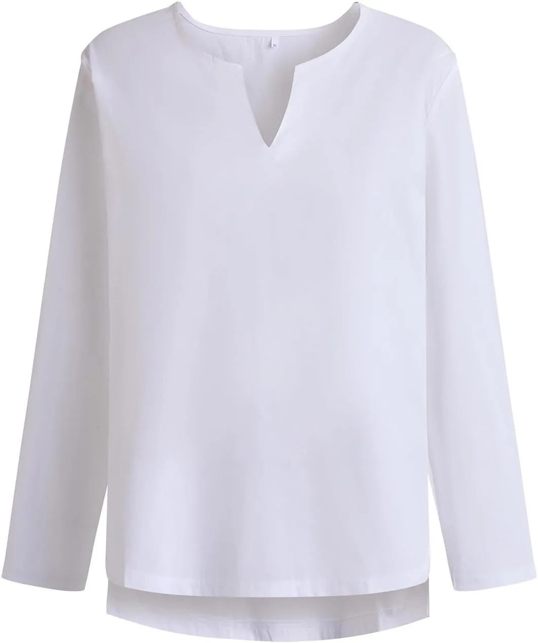 

Мужская хлопковая льняная рубашка с V-образным вырезом и длинным рукавом