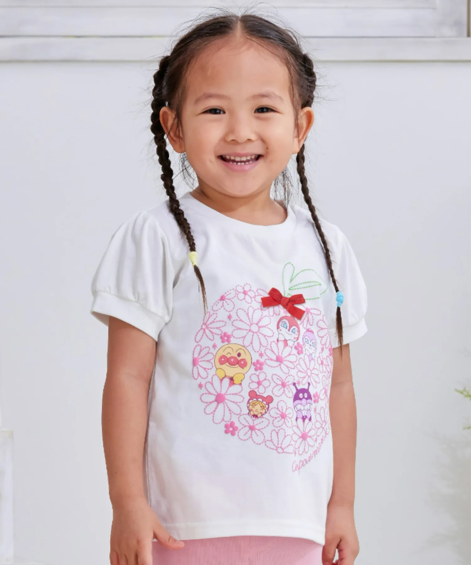 Детская футболка с объемной лентой и яблоком Anpanman Kids Collection Off-white