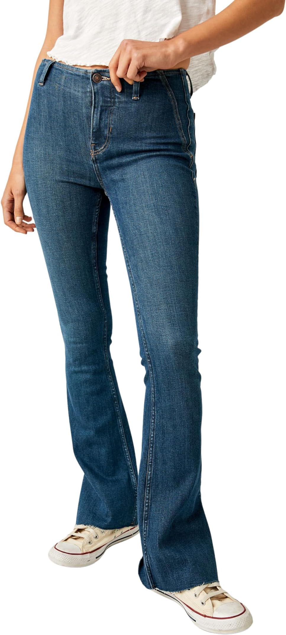 

Джинсы Free People Level Up Slit Bootcut, цвет Country Blue Wash