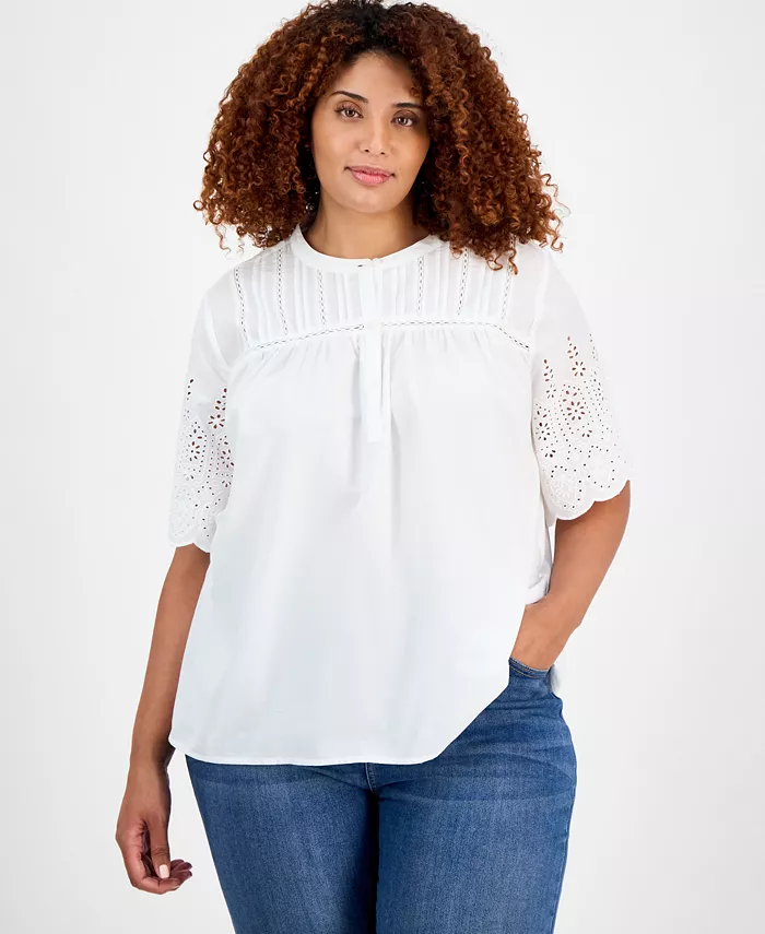 

Блузка с коротким рукавом больших размеров Style & Co, белый