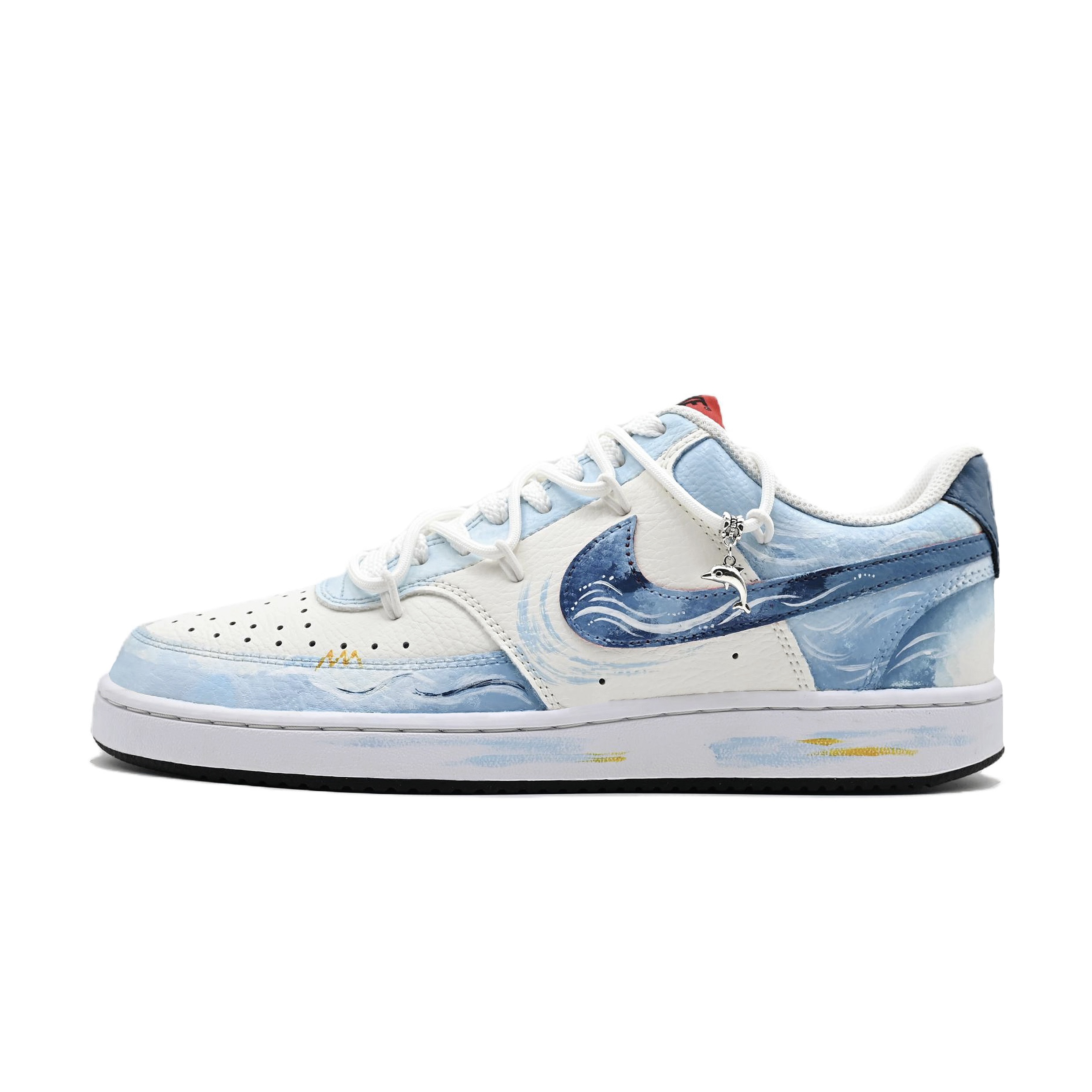 

Nike Кроссовки Court Vision 1 Listen To The Sea, износостойкие, низкие, для скейтбординга, мужские, белые, синие