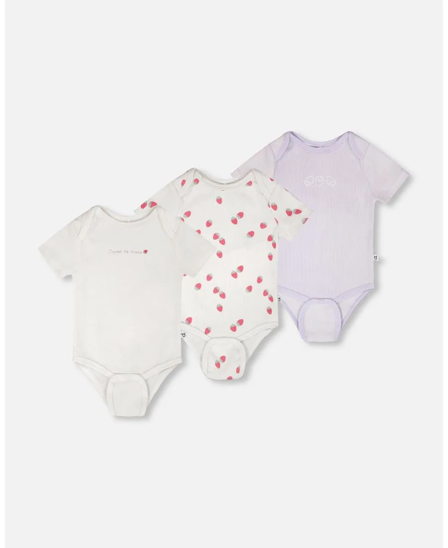 Комплект из 3 бодиков из хлопкового трикотажа для девочек Baby Girls Evolutive Deux par Deux, белый