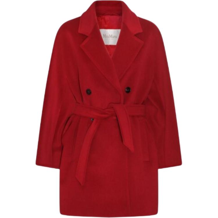 

Двубортное пальто с поясом MaxMara, красный