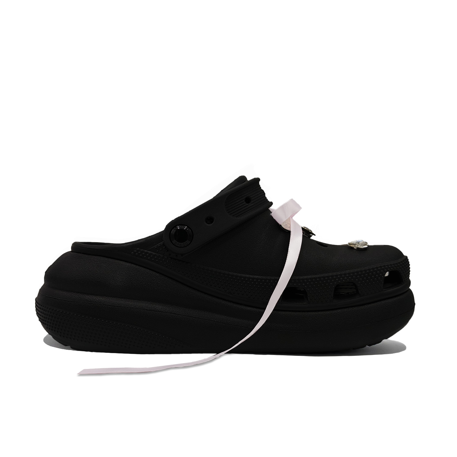 Crocs Классические стеганые клоги Sweetheart с бантиком женские черные, цвет Black — фото 3