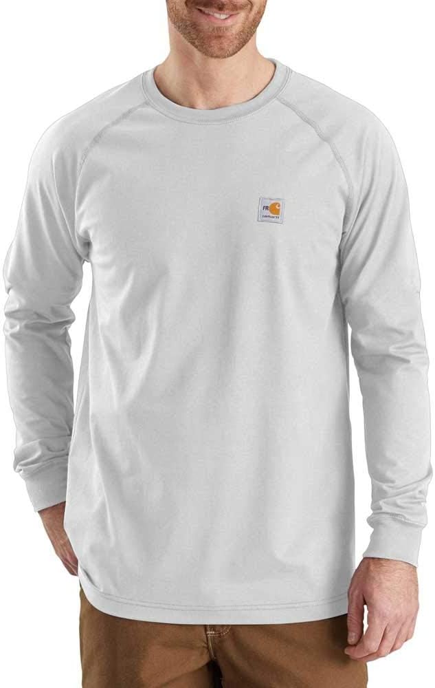 

Carhartt мужская огнестойкая футболка Force Relaxed Fit с длинным рукавом, облегченная, Light Gray