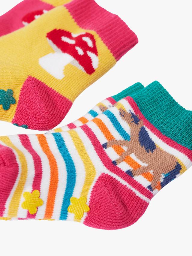 Детские носки с противоскользящим покрытием из хлопковой смеси Frugi, Pack of 2, Wild Woods Multipack — фото 4