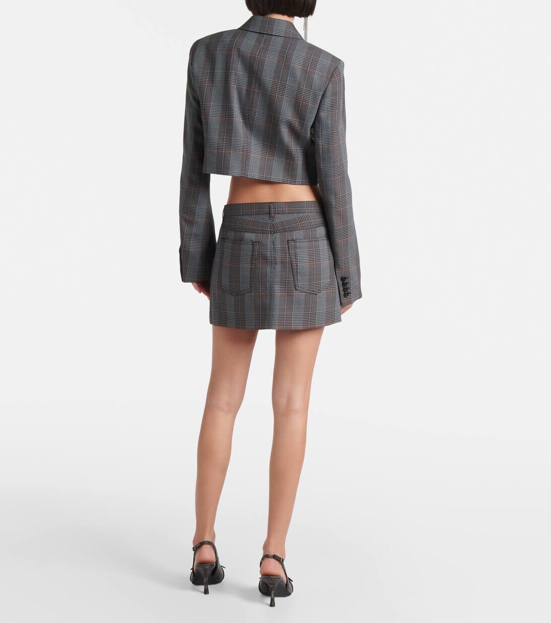 Юбка-халат из смесовой шерсти Irinna в клетку Acne Studios, серый меланж — фото 3