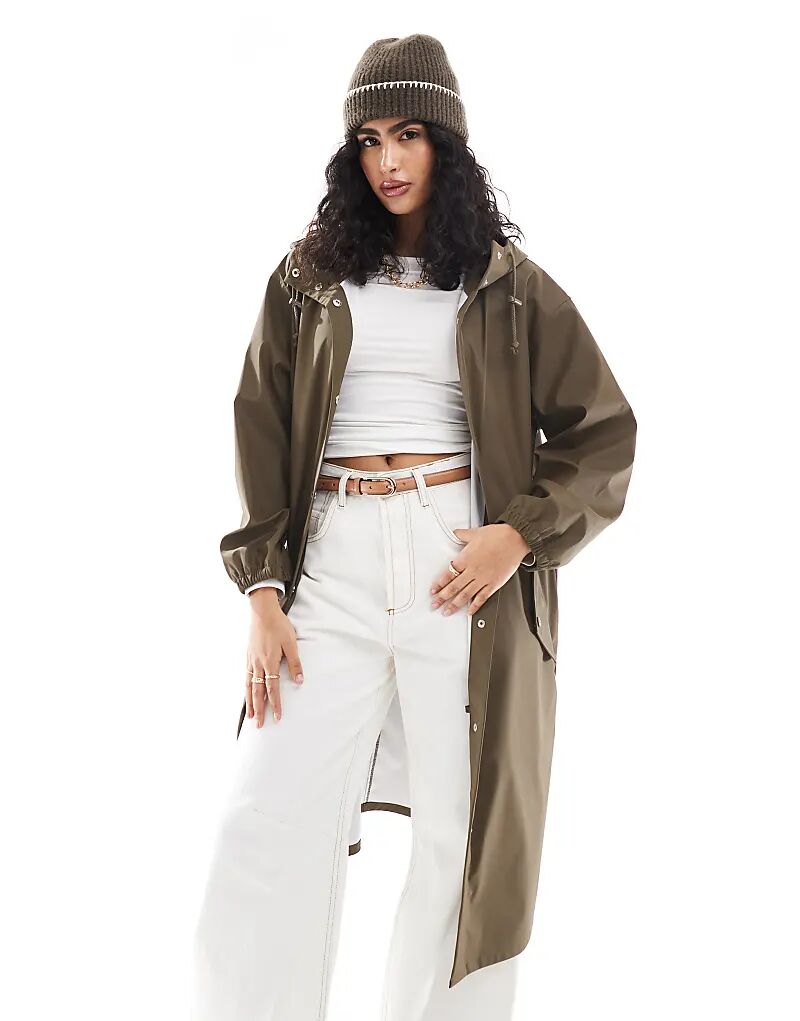 

Прорезиненная парка-дождевик шоколадного цвета ASOS DESIGN