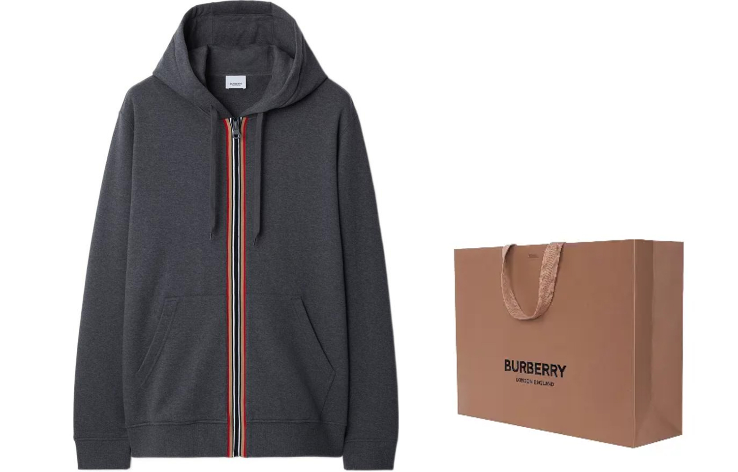 Худи Hove Burberry в полоску на молнии, темно-серый — фото 3