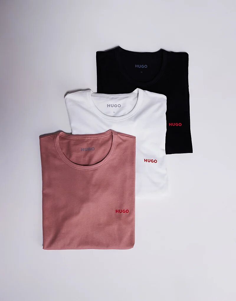 

HUGO Bodywear Упаковка из 3 футболок черного, белого и розового цветов Hugo Red